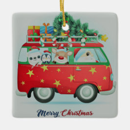 サンタクロースと友人 セラミックオーナメント