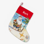 サンタクロースと夏のクリスマスオンビーチ スモールクリスマスストッキング (正面 (吊り時))
