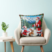 サンタクロースと子どもがウサギに出会う クッション (椅子)