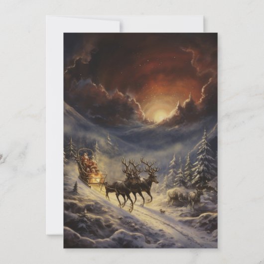 サンタクロースと子ども絵画のクリスマス 招待状 (裏面)