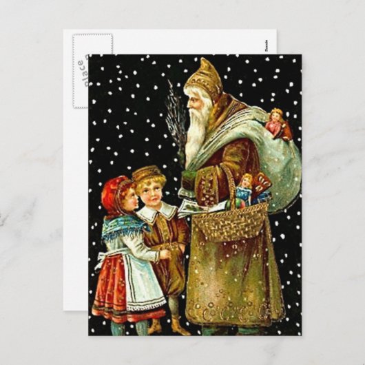 サンタクロースと子ども シーズンポストカード (正面/裏面)