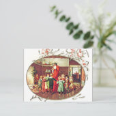 サンタクロースと子供たちのイラスト ポストカード (スタンド正面)