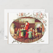 サンタクロースと子供たちのイラスト ポストカード (正面/裏面)