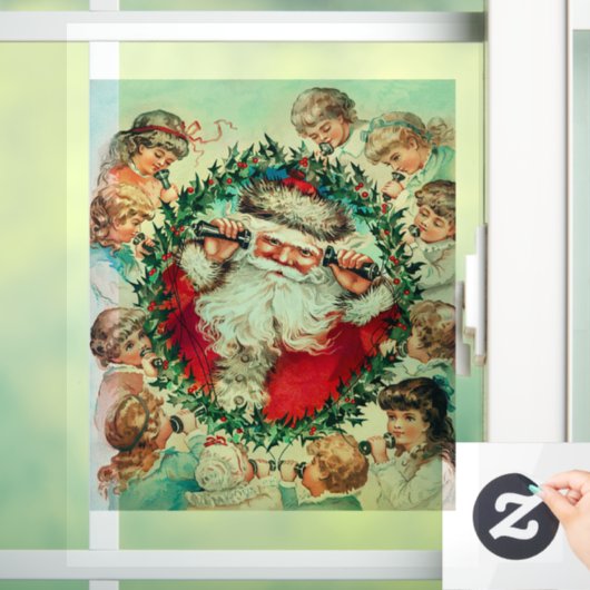 サンタクロースと子供たちメリークリスマス ウィンドウサイン (ホーム)