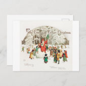 サンタクロースと子供のイラストレーション シーズンポストカード (正面/裏面)