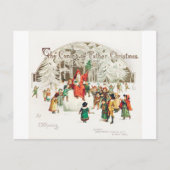 サンタクロースと子供のイラストレーション シーズンポストカード (正面)