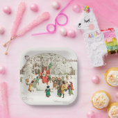 サンタクロースと子供イラストレーションホリデイ ペーパープレート (パーティー)