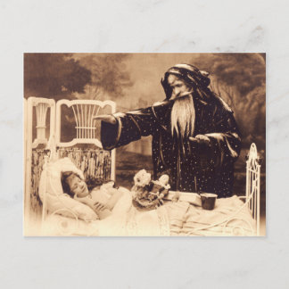 サンタクロースと子供用ヴィンテージクリスマスポストカード シーズンポストカード