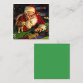 サンタクロースと子犬のホリデークリスマス ノートカード (正面/裏面)