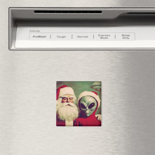 サンタクロースと宇宙エイリアンUFOクリスマス マグネット (インサイチュ (食洗機))