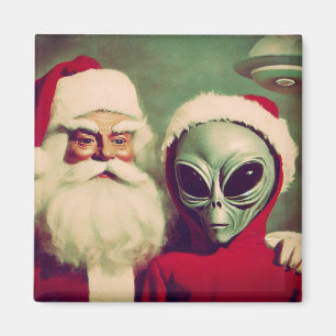 サンタクロースと宇宙エイリアンUFOクリスマス マグネット