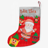 サンタクロースと小妖精や小人ことわざハイかわいい名前 スモールクリスマスストッキング (裏面)