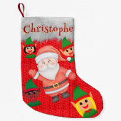 サンタクロースと小妖精や小人ことわざハイかわいい名前 スモールクリスマスストッキング (正面)