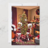 サンタクロースと小妖精や小人は仕事後。 招待状 (裏面)