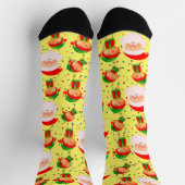 サンタクロースと小妖精や小人クリスマスホリデーカワイイフェスティバル ソックス (上部)