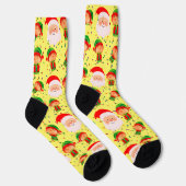 サンタクロースと小妖精や小人クリスマスホリデーカワイイフェスティバル ソックス (右)