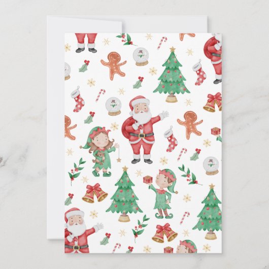 サンタクロースと小妖精や小人誕生日 招待状 (裏面)