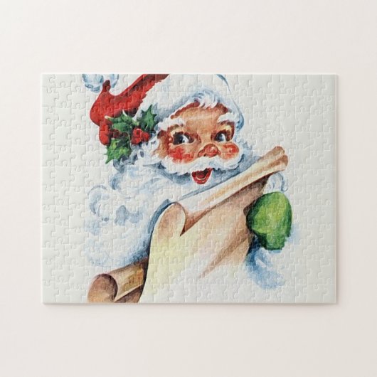 サンタクロースと彼のクリスマスリストのスクロール ジグソーパズル (横)
