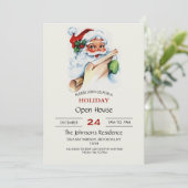 サンタクロースと彼のクリスマスリストのスクロール 招待状 (スタンド正面)