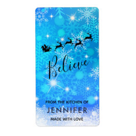 サンタクロースと彼のトナカイ飛んでいる – キッチン ラベル