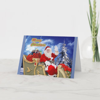 サンタクロースと彼のフェレットのクリスマスカード シーズンカード