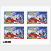 サンタクロースと彼のフェレットホリデーステッカー 長方形シール (シート)