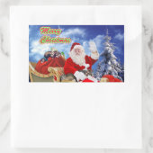 サンタクロースと彼のフェレットホリデーステッカー 長方形シール (バッグ)