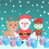 サンタクロースと彼の友人とのクリスマスタイム シール (正面)