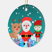 サンタクロースと彼の友人とのクリスマスタイム セラミックオーナメント (左)