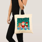 サンタクロースと彼の友人とのクリスマスタイム トートバッグ (正面(商品))