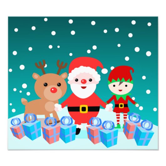 サンタクロースと彼の友人とのクリスマスタイム フォトプリント            (正面)