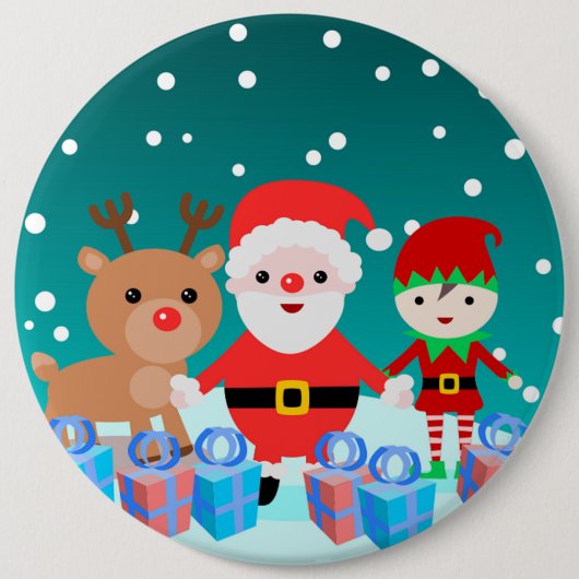 サンタクロースと彼の友人とのクリスマスタイム 缶バッジ (正面)