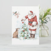 サンタクロースと彼の森の仲間たちがツリーを飾る シーズンカード (スタンド正面)