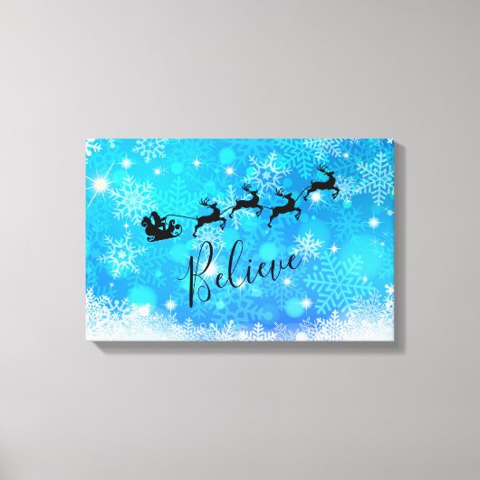 サンタクロースと彼飛んでいるのトナカイ信じ- キャンバスプリント (正面)