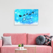 サンタクロースと彼飛んでいるのトナカイ信じ- キャンバスプリント (インサイチュ (リビング))