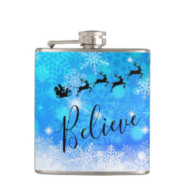 サンタクロースと彼飛んでいるのトナカイ信じ- フラスク
