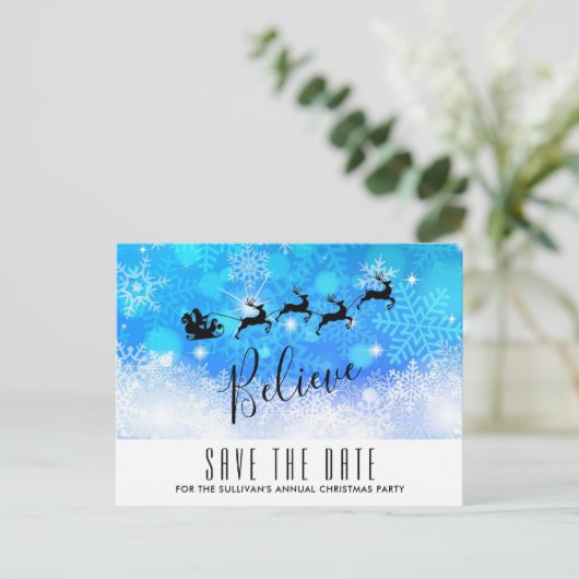 サンタクロースと彼飛んでいるのトナカイ信じ- ポストカード (スタンド正面)