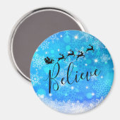 サンタクロースと彼飛んでいるのトナカイ信じ- マグネット (正面/裏面)