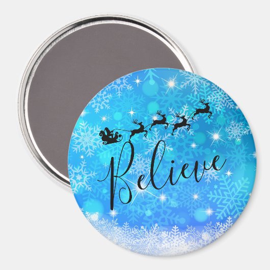 サンタクロースと彼飛んでいるのトナカイ信じ- マグネット (正面/裏面)