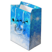 サンタクロースと彼飛んでいるのトナカイ信じ- ミディアムペーパーバッグ (裏面アングル)