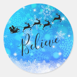 サンタクロースと彼飛んでいるのトナカイ信じ- ラウンドシール
