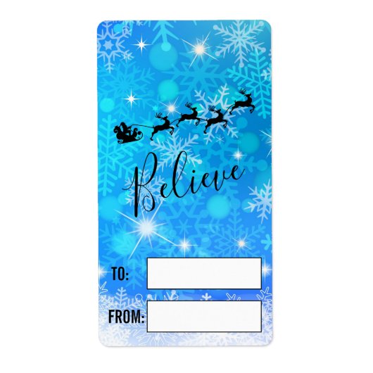 サンタクロースと彼飛んでいるのトナカイ信じ- ラベル (正面)