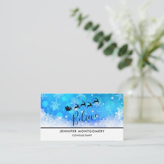 サンタクロースと彼飛んでいるのトナカイ信じ- 名刺 (スタンド正面)