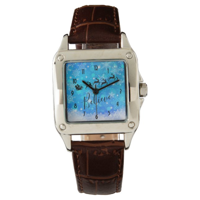 サンタクロースと彼飛んでいるのトナカイ信じ- 腕時計 (正面)