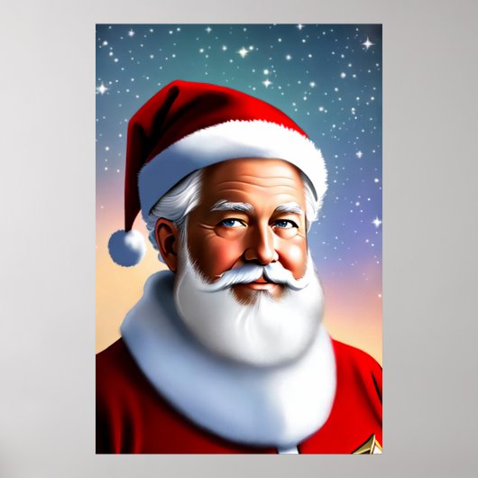 サンタクロースと星空の夜 | AI Art ポスター (正面)