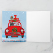 サンタクロースと犬の車での写真 カード (内部)