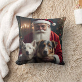 サンタクロースと犬装飾用クッション クッション (ブランケット)
