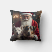 サンタクロースと犬装飾用クッション クッション (正面)