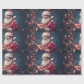 サンタクロースと現在のクリスマスデザイン ラッピングペーパー (フラット)