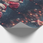 サンタクロースと現在のクリスマスデザイン ラッピングペーパー (角)